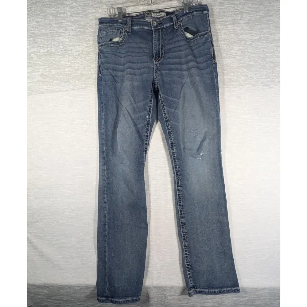 BKE Ryan Jeans Mens 34L Blue 34x28 Straight Jeans